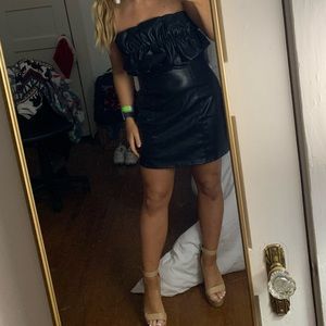 Black Leather mini dress!